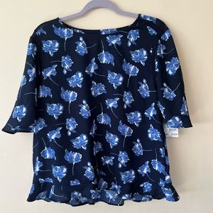 Simply Styled by Sears Flowered Ruffle Blouse Size Large NWT